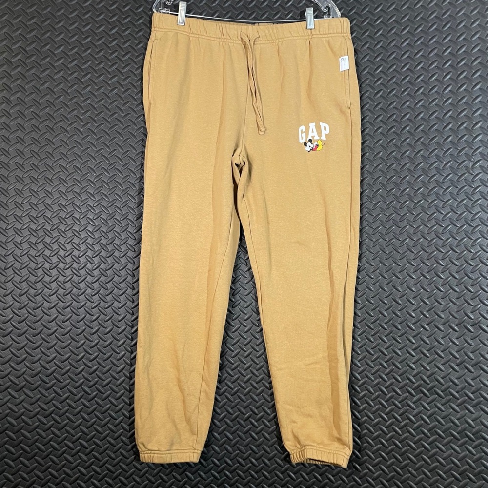 Gap x Disney Brown‎ Mickey Mouse Logo Drawstring Joggers Sweatpants Medium